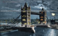 Тауэрский мост- разводной мост в центре Лондона над рекой Темзой, недалеко от Лондонского Тауэра. Старая поздравительная почтовая открытка начала двадцатого века