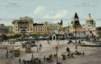 Вид на Зарядье и Лубянская площадь в Москве. Старая поздравительная дореволюционная почтовая открытка