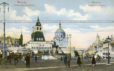 Лубянская площадь в Москве. Старая поздравительная дореволюционная почтовая открытка