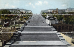 Потемкинская лестница в Одессе. Символ города. Старая дореволюционная почтовая открытка