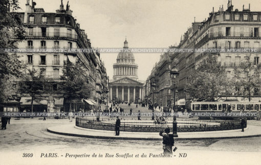 Улица Soufflot и вид на Пантеон в Париж