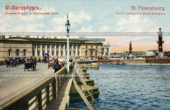 Дворцовый мост и Зоологический музей. Разводной, символ Санкт-Петербурга. Старая дореволюционная почтовая открытка